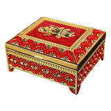 Maxbell Floral Engraved Trinket Box Treasure Organizer Chest Keepsake Red