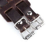 Maxbell Brown Leather Buckle Adjustable Wrist Band Bracelet with Double Straps