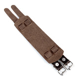 Maxbell Brown Leather Buckle Adjustable Wrist Band Bracelet with Double Straps