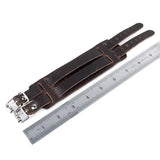 Maxbell Brown Leather Buckle Adjustable Wrist Band Bracelet with Double Straps