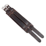 Maxbell Brown Leather Buckle Adjustable Wrist Band Bracelet with Double Straps