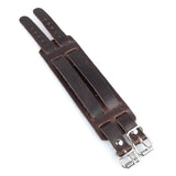 Maxbell Brown Leather Buckle Adjustable Wrist Band Bracelet with Double Straps
