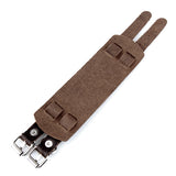 Maxbell Brown Leather Buckle Adjustable Wrist Band Bracelet with Double Straps