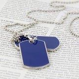 Maxbell Engraved Army ID Tags Necklace Dark Blue
