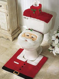 Maxbell Christmas Decorations Happy Santa Toilet Seat Cover and Rug Bathroom Set