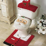 Maxbell Christmas Decorations Happy Santa Toilet Seat Cover and Rug Bathroom Set