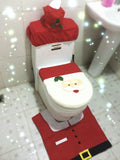 Maxbell Christmas Decorations Happy Santa Toilet Seat Cover and Rug Bathroom Set