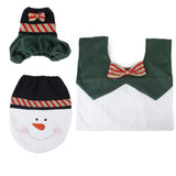 Maxbell 3pcs Christmas Decorations Happy Snowman Toilet Seat Cover and Rug Bathroom Set