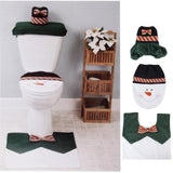 Maxbell 3pcs Christmas Decorations Happy Snowman Toilet Seat Cover and Rug Bathroom Set