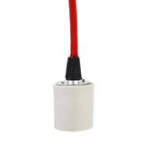 Maxbell Ceiling Pendant Ceramic E27 Threaded Bulb Lamp Holder with Fabric Lighting Cable - Red