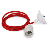 Maxbell Ceiling Pendant Ceramic E27 Threaded Bulb Lamp Holder with Fabric Lighting Cable - Red