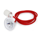 Maxbell Ceiling Pendant Ceramic E27 Threaded Bulb Lamp Holder with Fabric Lighting Cable - Red