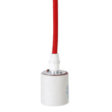 Maxbell Ceiling Pendant Ceramic E27 Threaded Bulb Lamp Holder with Fabric Lighting Cable - Red