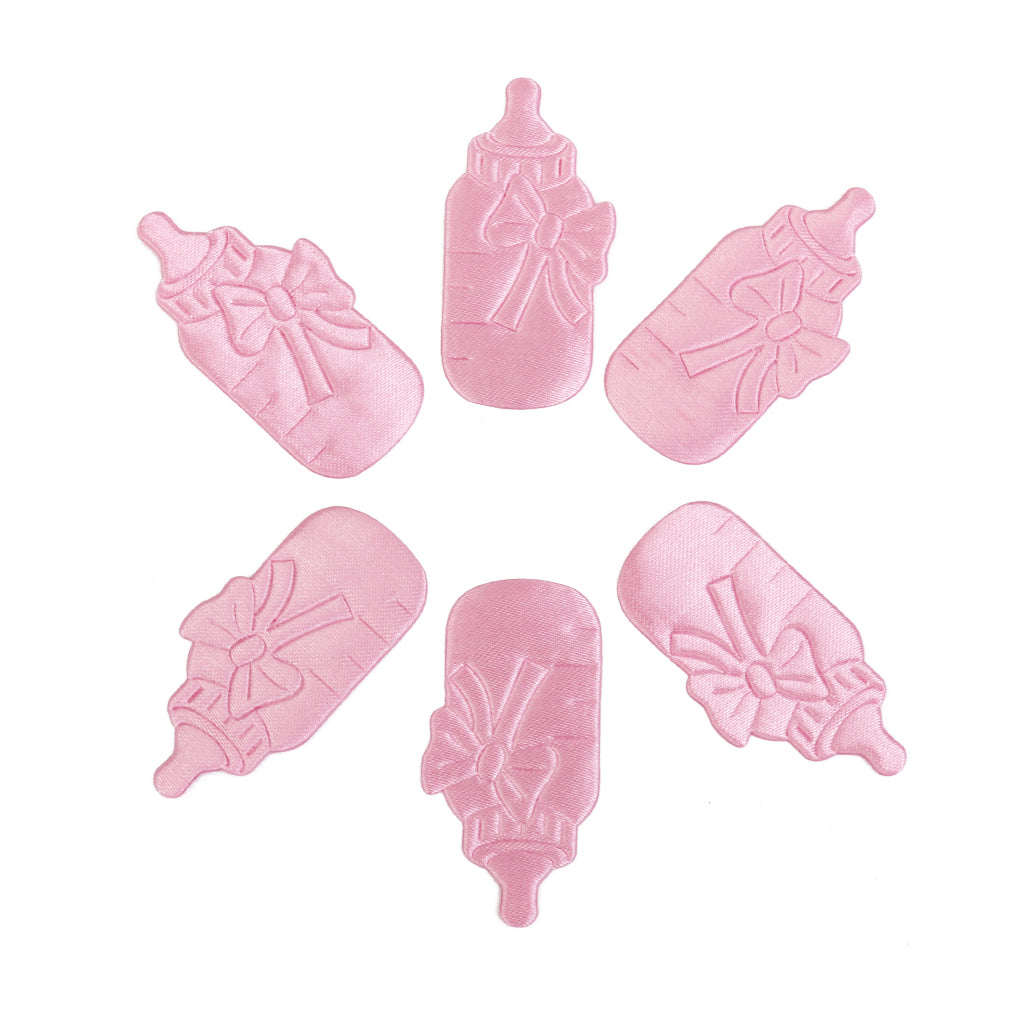 Maxbell Baby Shower Favor Girl Satin Applique Bottle Shaped Decoration 200pcs Pink