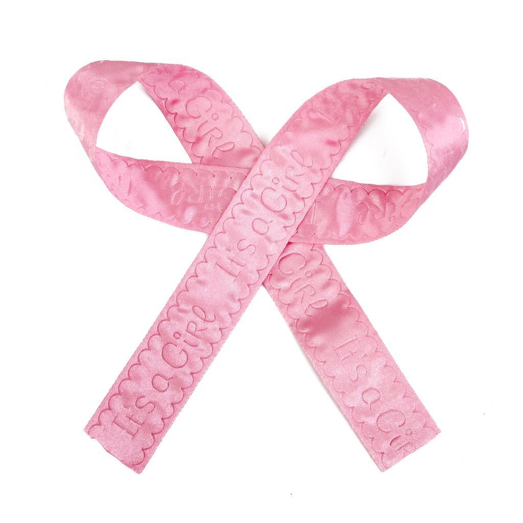 Maxbell 10m Baby Shower Ribbon Print It's Girl for Baby Party Decoration Pink