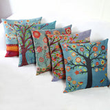 Maxbell Flower Tree Chicken Print Cotton Linen Throw Pillow Case Cushion Cover Decor