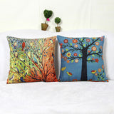 Maxbell Flower Tree Chicken Print Cotton Linen Throw Pillow Case Cushion Cover Decor
