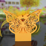 Maxbell 20Pcs Hollow Out Butterfly Pattern Candy Gift Boxes Wedding -Orange