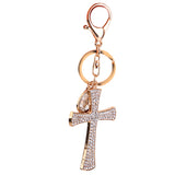 Maxbell Crystal Teardrop & Cross Charm Pendant Key Ring Chain Keychain