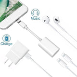 Maxbell Splitter Adapter Dual Headphone Audio and Charge Cable for iPhone 7 8 Plus