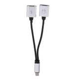 Maxbell Protable Double Jack Headphone Audio Charging Adapter for iPhone Silver