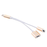 Maxbell 2 in 1 Headphones Jack Charger & Audio Splitter Adapter for iPhone Gold