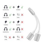 Maxbell 2 in 1 Headphones Jack Charger & Audio Splitter Adapter for iPhone Gold