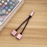 Maxbell Protable Double Jack Headphone Audio Charging Adapter for iPhone Rose Gold