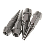 Maxbell 4x Long Spiked Valve Stem Caps Metal Thread Kit/Set For Wheel/Tires Titanium