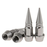 Maxbell 4x Long Spiked Valve Stem Caps Metal Thread Kit/Set For Wheel/Tires Titanium