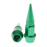 Maxbell 4x Long Spiked Valve Stem Caps Metal Thread Kit/Set For Wheel/Tires Green