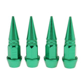 Maxbell 4x Long Spiked Valve Stem Caps Metal Thread Kit/Set For Wheel/Tires Green