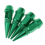 Maxbell 4x Long Spiked Valve Stem Caps Metal Thread Kit/Set For Wheel/Tires Green