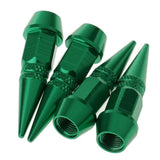 Maxbell 4x Long Spiked Valve Stem Caps Metal Thread Kit/Set For Wheel/Tires Green
