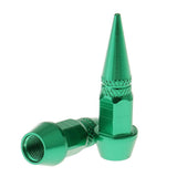 Maxbell 4x Long Spiked Valve Stem Caps Metal Thread Kit/Set For Wheel/Tires Green