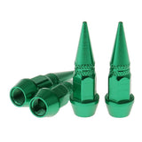Maxbell 4x Long Spiked Valve Stem Caps Metal Thread Kit/Set For Wheel/Tires Green