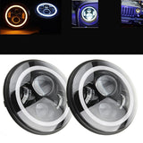 Maxbell 7'' LED Headlight & Halo Ring For Jeep Wrangler JK LJ TJ Black