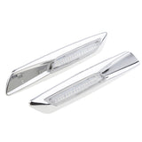 Maxbell 1 Pair Silver LED Side Marker Turn Signal Lights Lamp Clear Lens for BMW E60