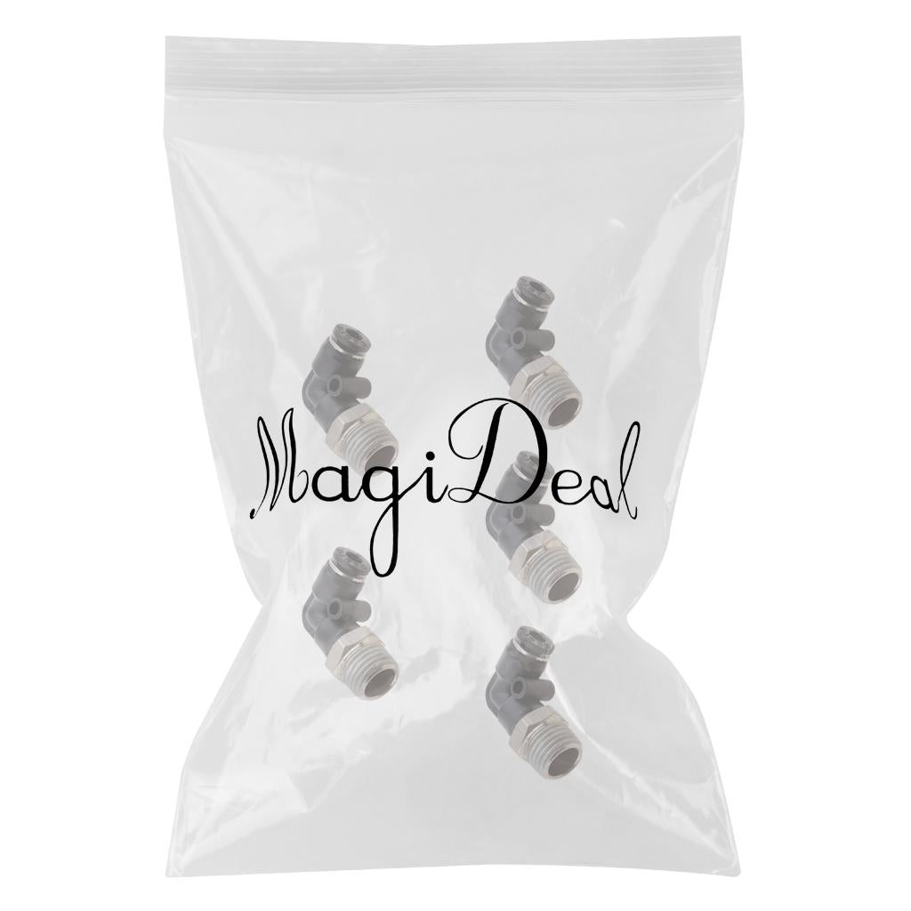 Maxbell 5pcs Male Thread Elbow Connector Quick Coupler Push In Fitting DPL-L4-02