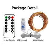 Maxbell 5V LED String Lights Copper Wire Multicolor Twinkle with Remote Control  10M 100LED Warm