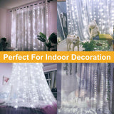 Maxbell Window Curtain Lights Outdoor Decor Festival Room Wedding Home White