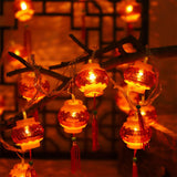 Maxbell String Lights Chinese New Year Traditional Red Lantern for Garden Party Battery