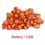 Maxbell String Lights Chinese New Year Traditional Red Lantern for Garden Party Battery