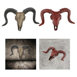 Maxbell Bull Skull Sculpture Resin Animal Head Carved Chic Wall Hanging for Office Black