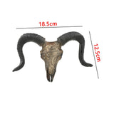 Maxbell Bull Skull Sculpture Resin Animal Head Carved Chic Wall Hanging for Office Black