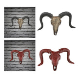 Maxbell Bull Skull Sculpture Resin Animal Head Carved Chic Wall Hanging for Office Black