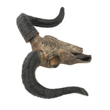 Maxbell Bull Skull Sculpture Resin Animal Head Carved Chic Wall Hanging for Office Black