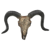Maxbell Bull Skull Sculpture Resin Animal Head Carved Chic Wall Hanging for Office Black