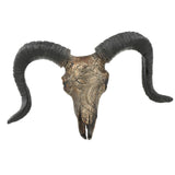 Maxbell Bull Skull Sculpture Resin Animal Head Carved Chic Wall Hanging for Office Black