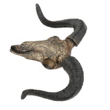 Maxbell Bull Skull Sculpture Resin Animal Head Carved Chic Wall Hanging for Office Black
